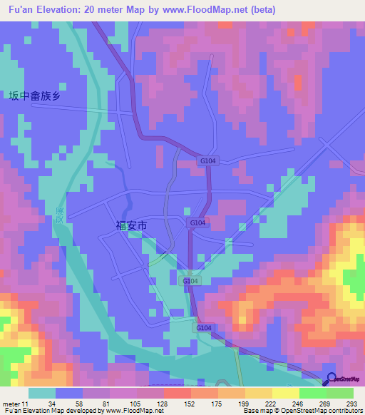 Fu'an,China Elevation Map