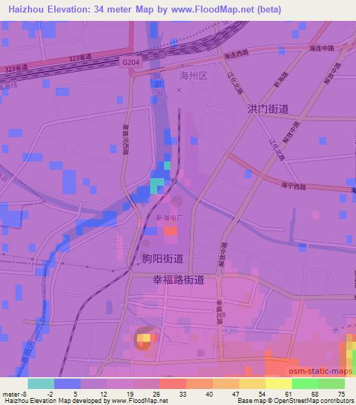 Haizhou,China Elevation Map