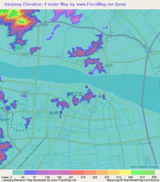 Jiaojiang,China Elevation Map