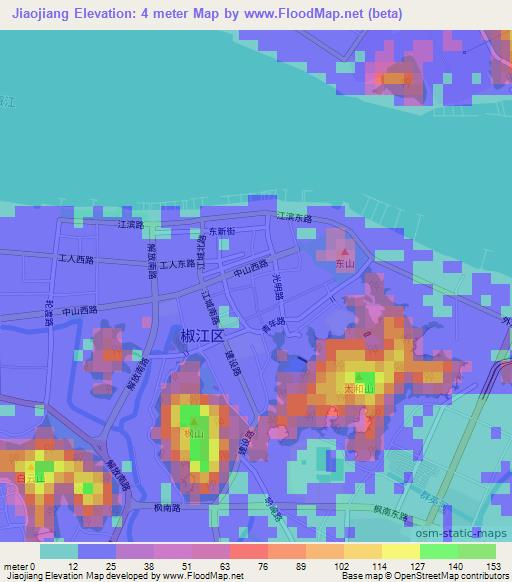 Jiaojiang,China Elevation Map