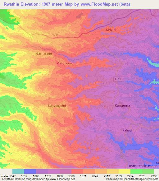 Rwathia,Kenya Elevation Map