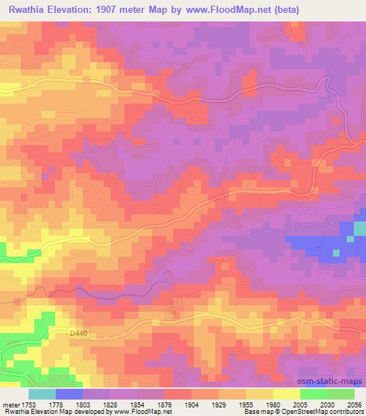Rwathia,Kenya Elevation Map
