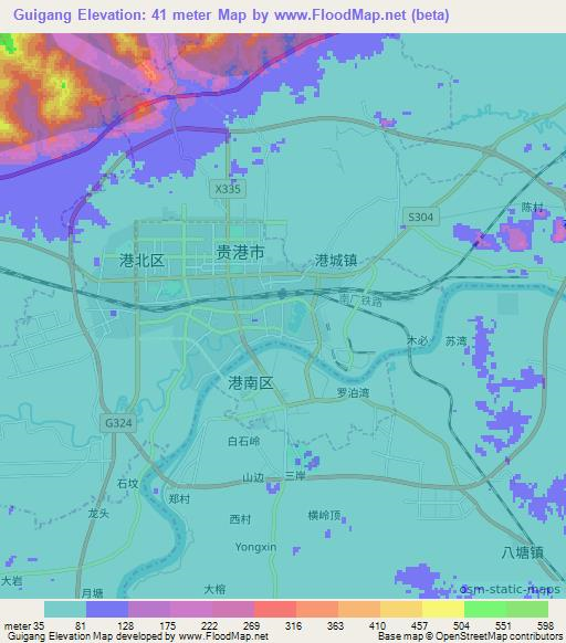 Guigang,China Elevation Map