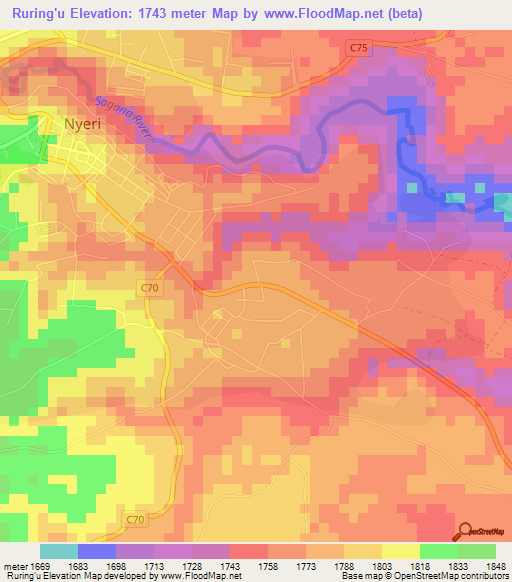Ruring'u,Kenya Elevation Map