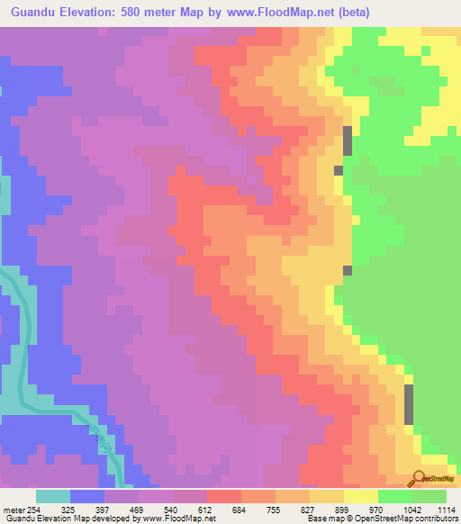 Guandu,China Elevation Map
