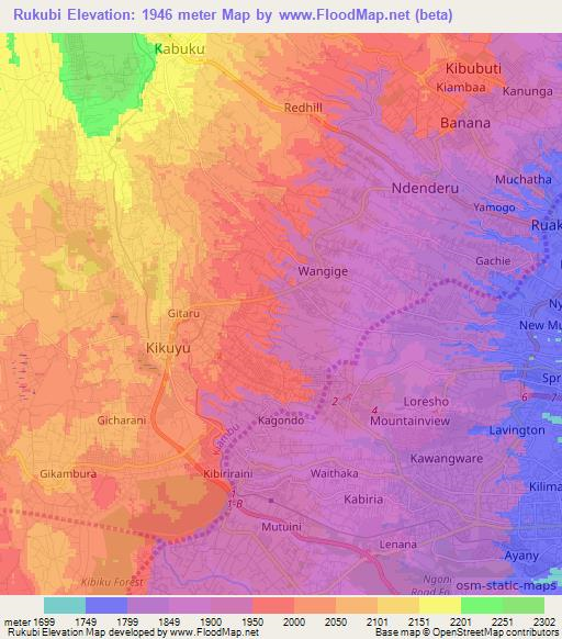 Rukubi,Kenya Elevation Map