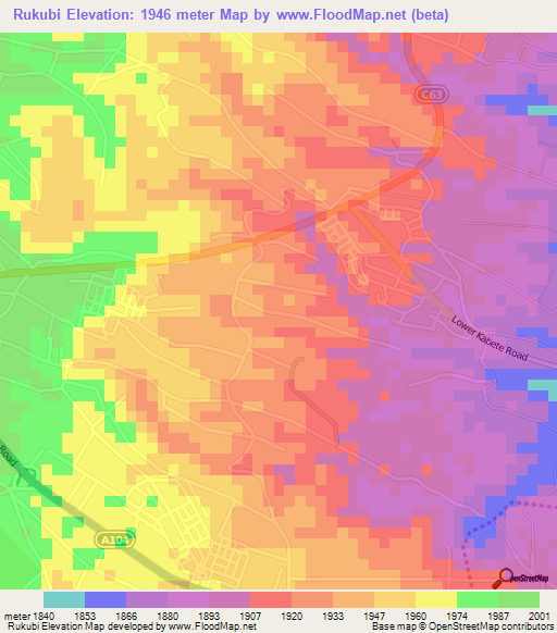 Rukubi,Kenya Elevation Map