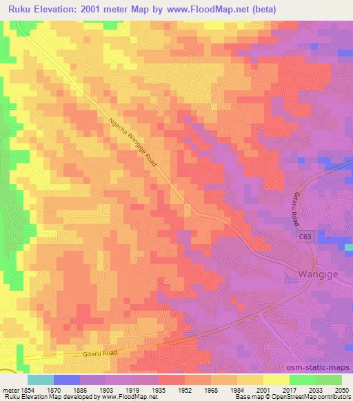 Ruku,Kenya Elevation Map