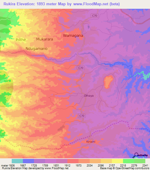 Rukira,Kenya Elevation Map