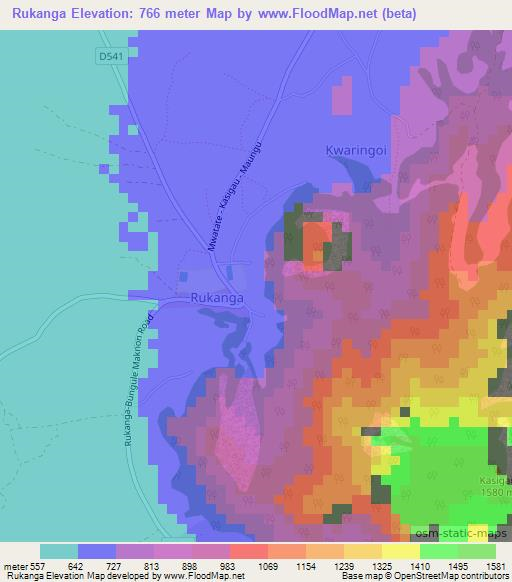 Rukanga,Kenya Elevation Map