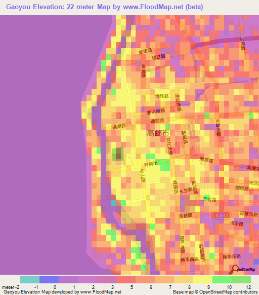 Gaoyou,China Elevation Map