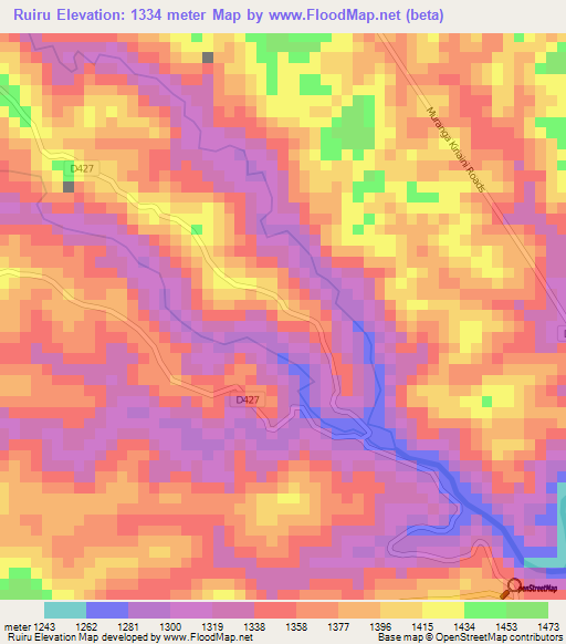 Ruiru,Kenya Elevation Map