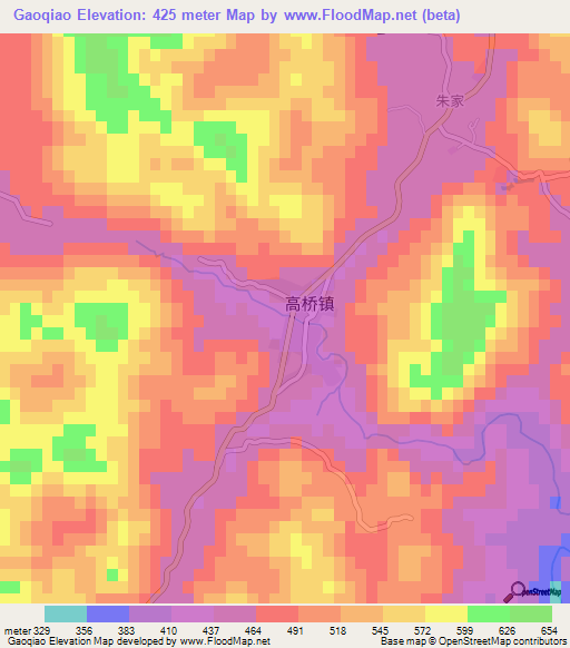 Gaoqiao,China Elevation Map