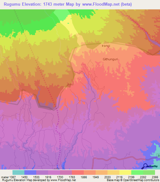 Rugumu,Kenya Elevation Map