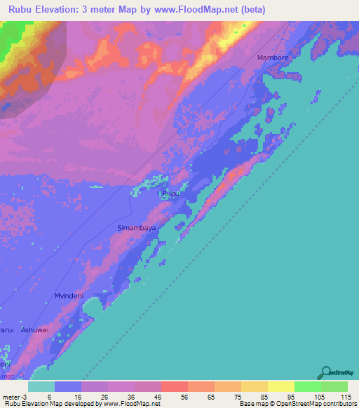 Rubu,Kenya Elevation Map