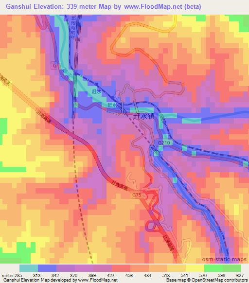Ganshui,China Elevation Map