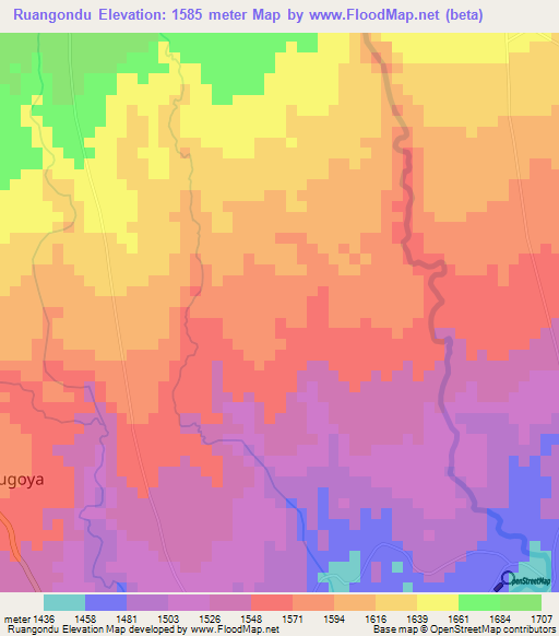 Ruangondu,Kenya Elevation Map