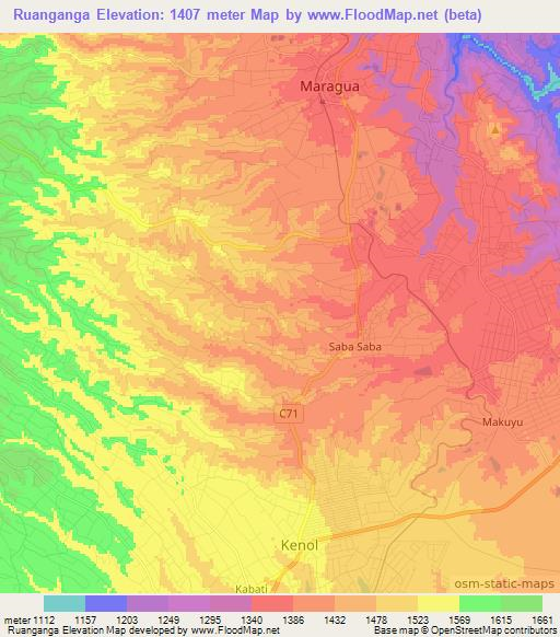 Ruanganga,Kenya Elevation Map