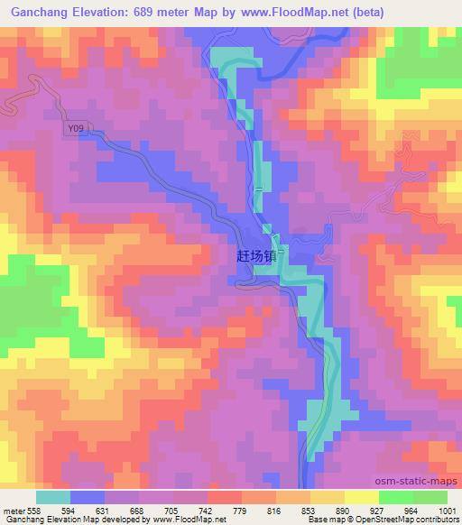 Ganchang,China Elevation Map