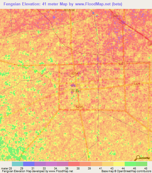 Fengxian,China Elevation Map