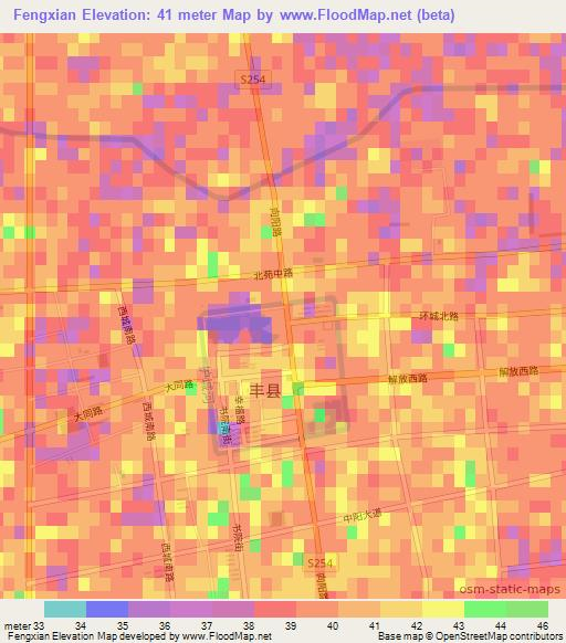 Fengxian,China Elevation Map