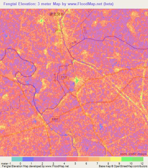 Fengtai,China Elevation Map