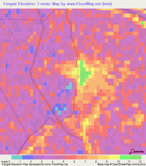 Fengtai,China Elevation Map