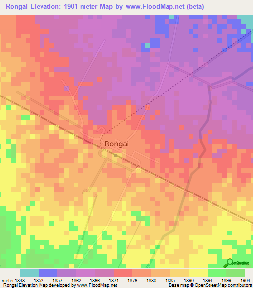 Rongai,Kenya Elevation Map