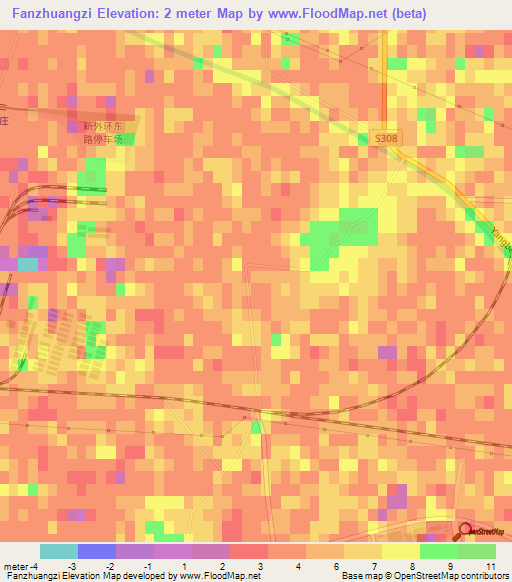 Fanzhuangzi,China Elevation Map