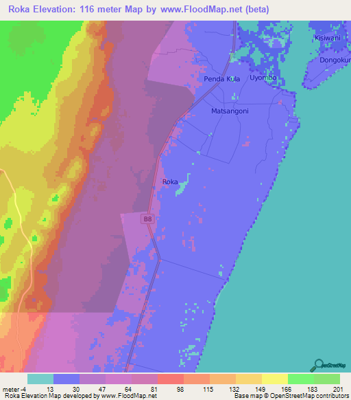 Roka,Kenya Elevation Map