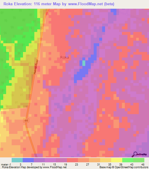 Roka,Kenya Elevation Map