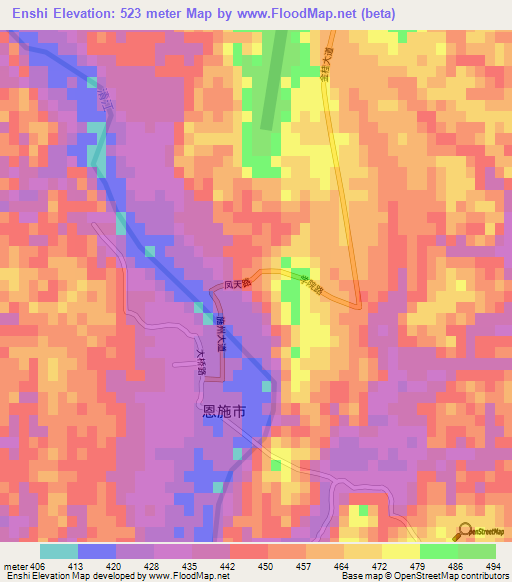 Enshi,China Elevation Map