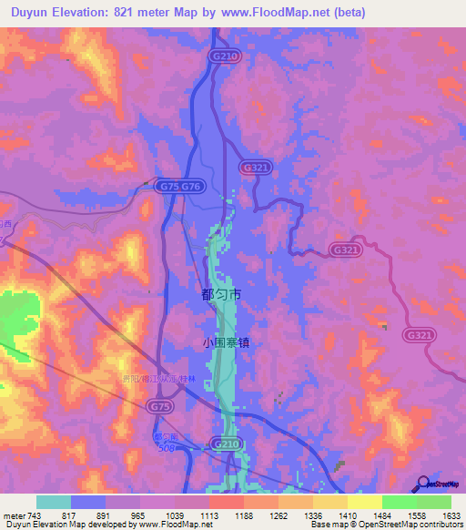Duyun,China Elevation Map