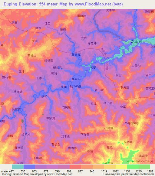 Duping,China Elevation Map
