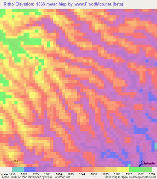 Ritho,Kenya Elevation Map