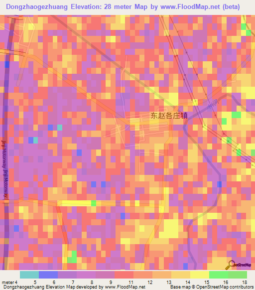 Dongzhaogezhuang,China Elevation Map
