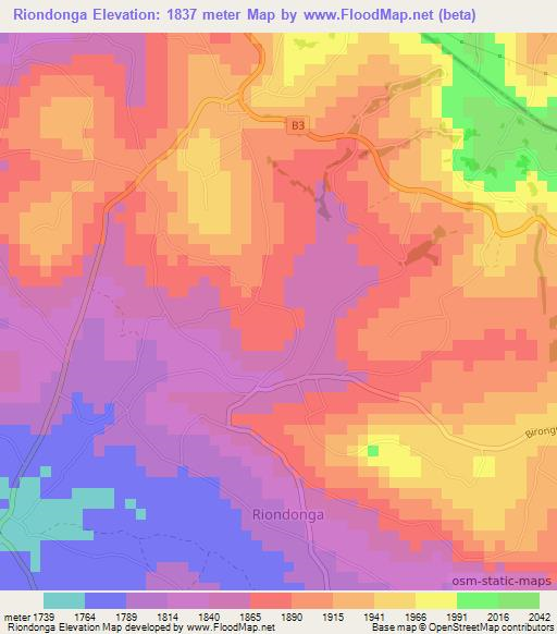 Riondonga,Kenya Elevation Map