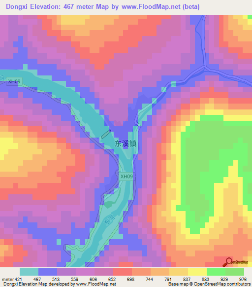 Dongxi,China Elevation Map