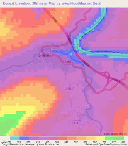 Dongxi,China Elevation Map