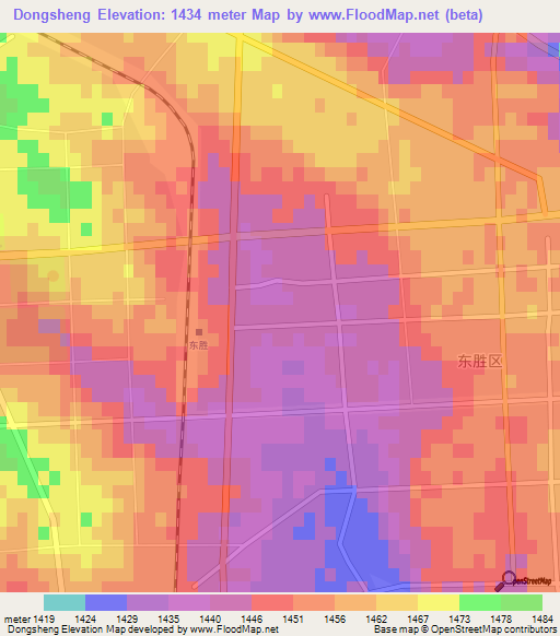 Dongsheng,China Elevation Map