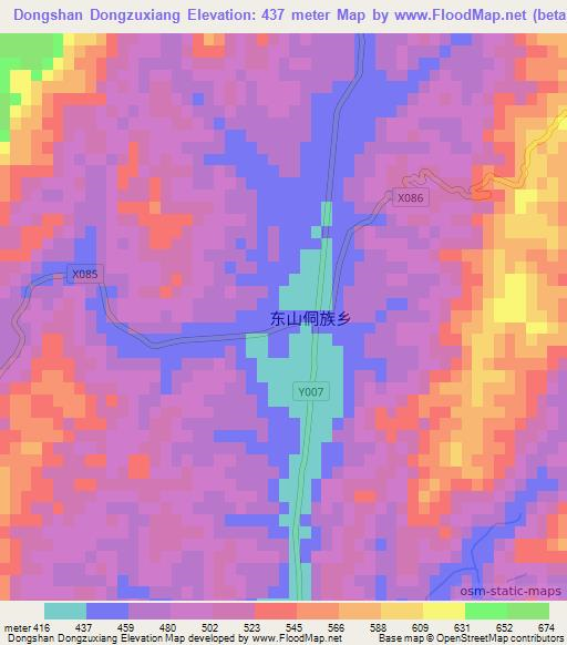 Dongshan Dongzuxiang,China Elevation Map