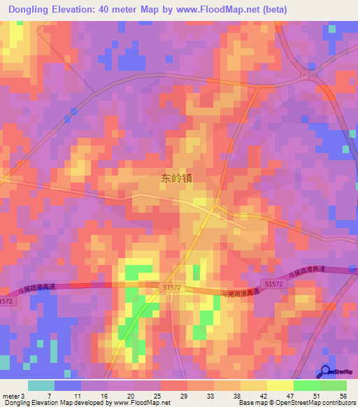 Dongling,China Elevation Map