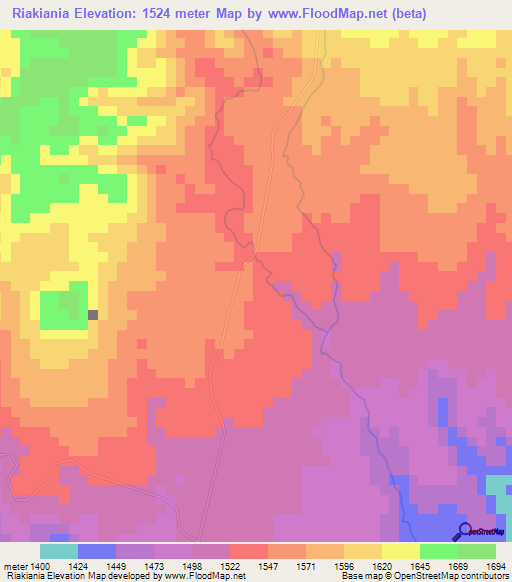 Riakiania,Kenya Elevation Map