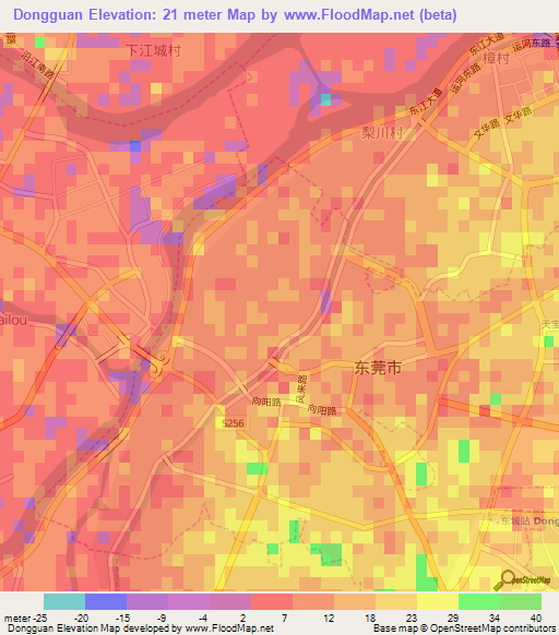 Dongguan,China Elevation Map