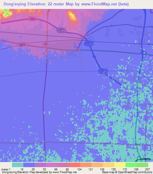 Dong'erying,China Elevation Map