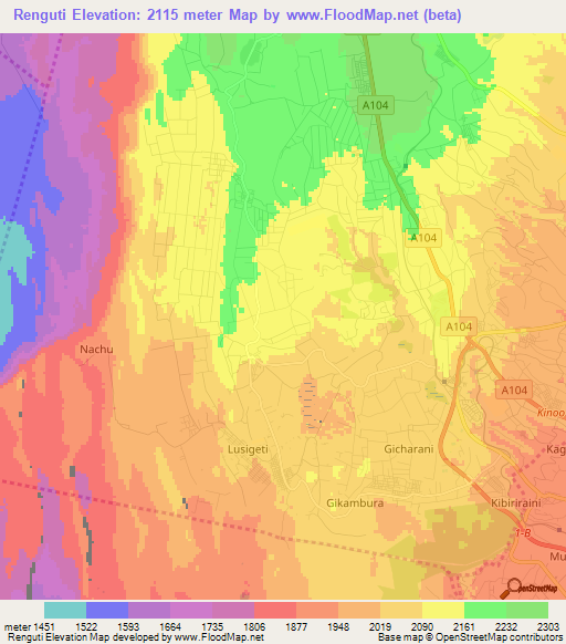Renguti,Kenya Elevation Map
