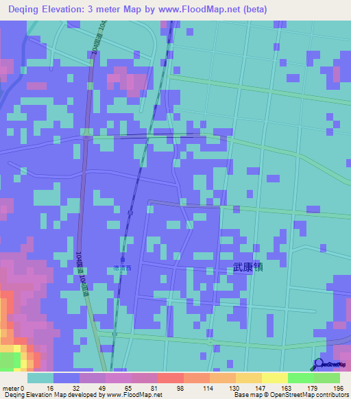 Deqing,China Elevation Map