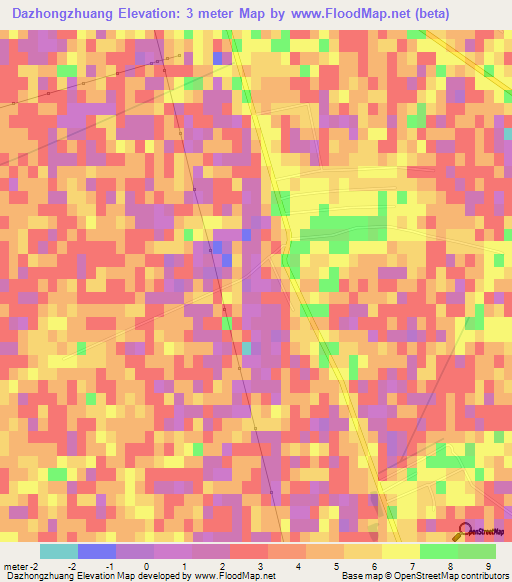 Dazhongzhuang,China Elevation Map