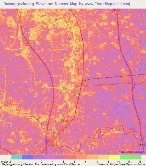 Dayanggezhuang,China Elevation Map