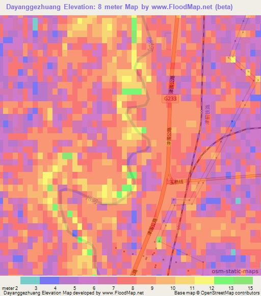 Dayanggezhuang,China Elevation Map